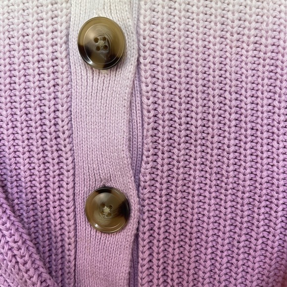 Ann Taylor Medium Cardigan Sweater Cream Purple Ombre Knit Button Front - Picture 4 of 9